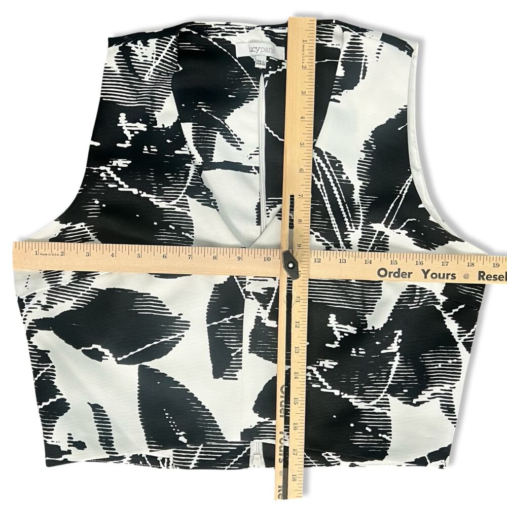 Lucy Paris Black White Flowers Floral Brocade Crop Top Mini Skirt Set size M - Picture 5 of 9